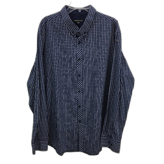 Tarocash Navy Blue & White Check Cotton Blend Long Sleeve Shirt Mens Size 3XL