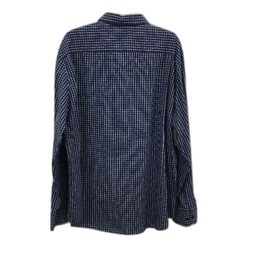 Tarocash Navy Blue & White Check Cotton Blend Long Sleeve Shirt Mens Size 3XL