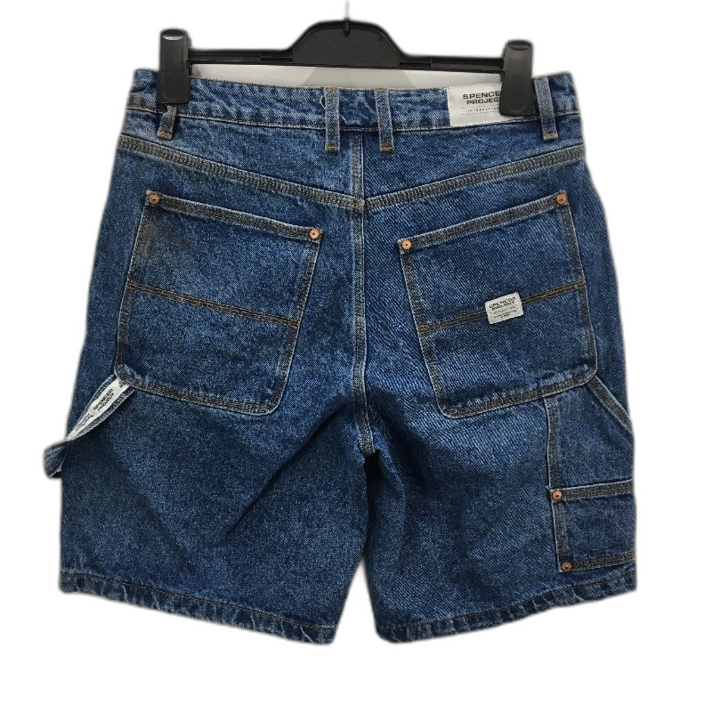 Spencer Project 100% Cotton  Blue Denim Builder Style Shorts Mens Size 30 NEW