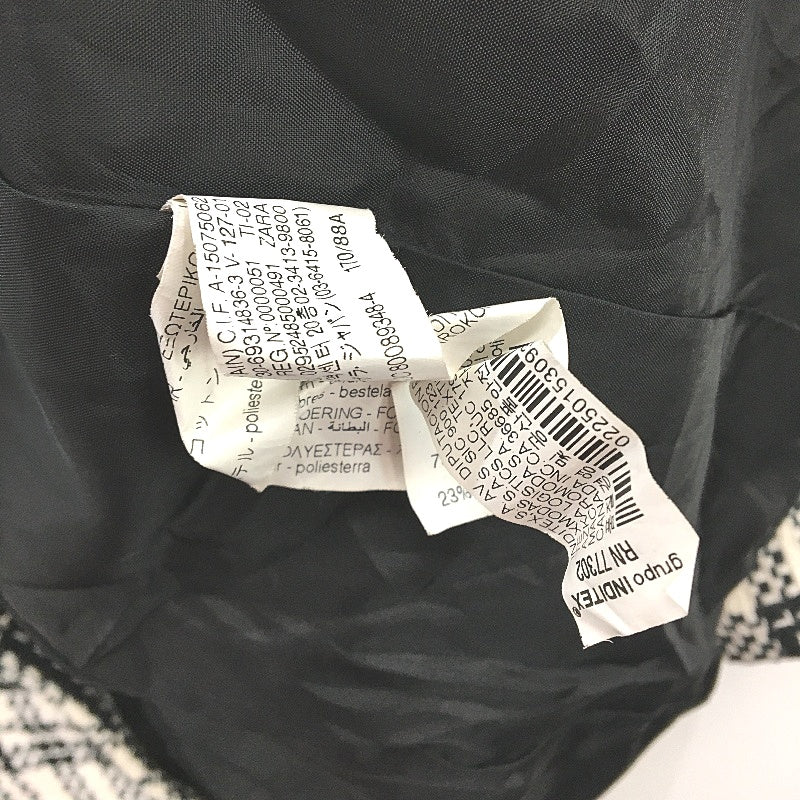 Zara Black & White Knit Weave Cotton Blend Double Breasted Jacket Ladies Size M