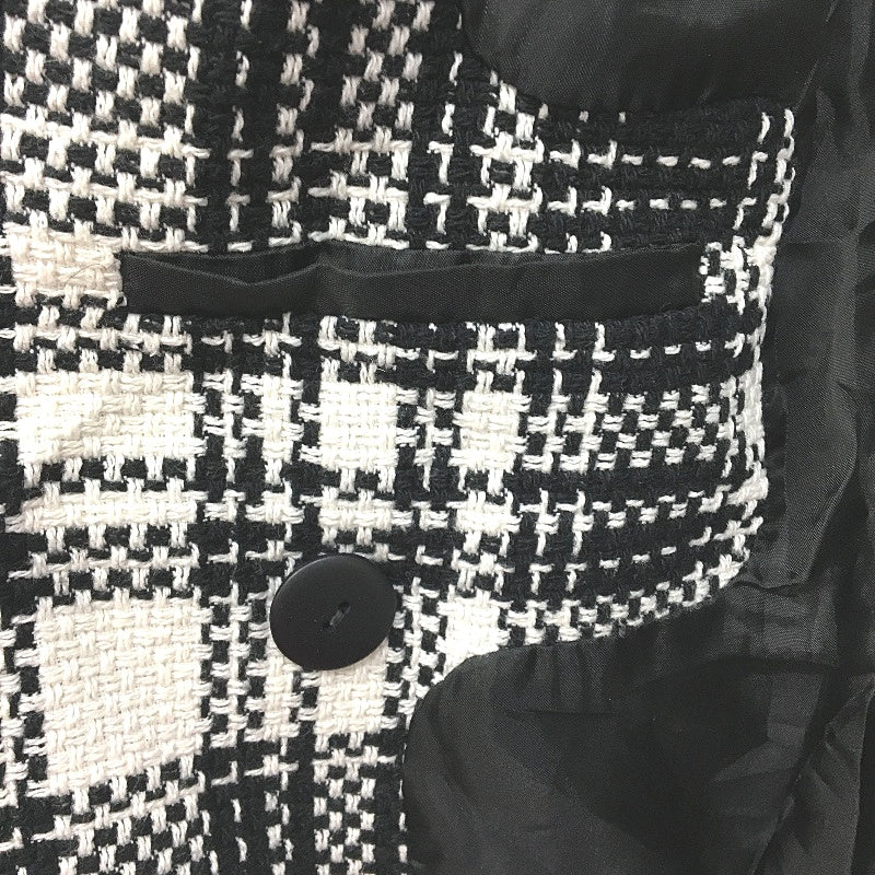 Zara Black & White Knit Weave Cotton Blend Double Breasted Jacket Ladies Size M