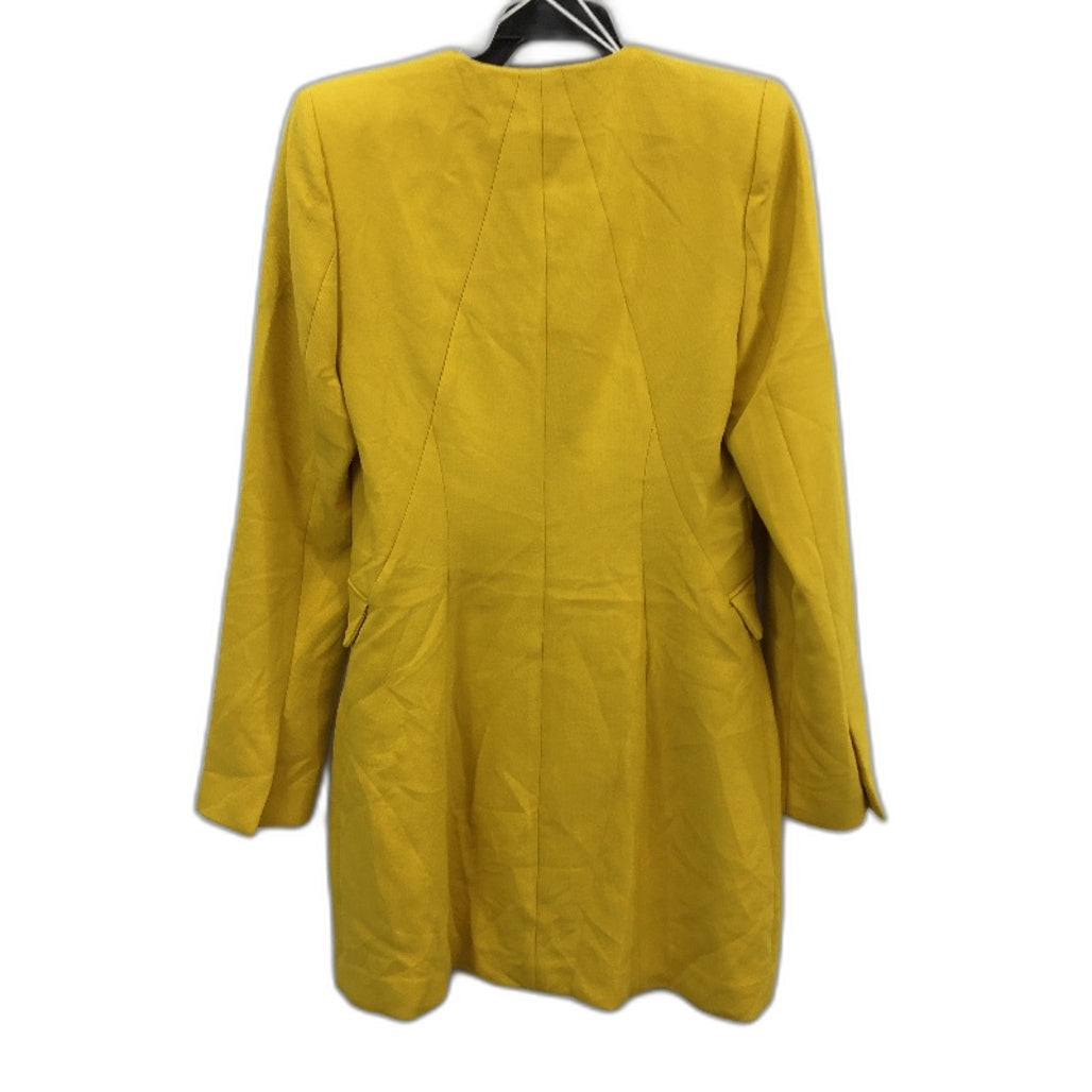 Zara Yellow Stretch Knit Textured Snap Button Jacket Dress Ladies Size M NEW