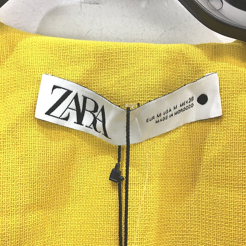 Zara Yellow Stretch Knit Textured Snap Button Jacket Dress Ladies Size M NEW