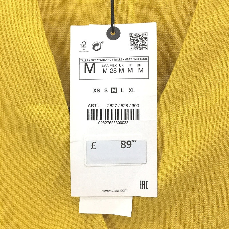 Zara Yellow Stretch Knit Textured Snap Button Jacket Dress Ladies Size M NEW
