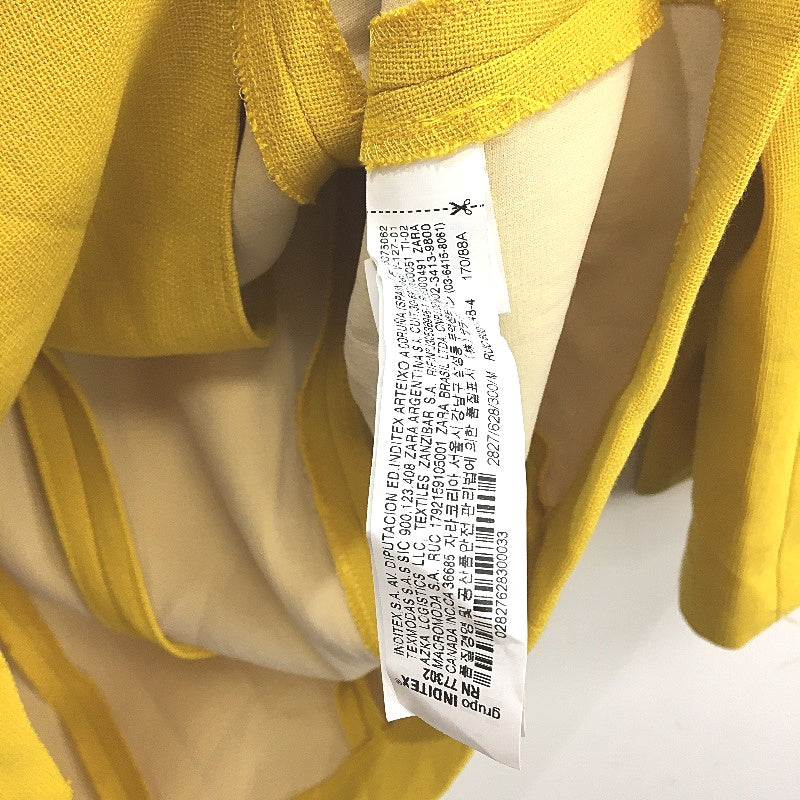 Zara Yellow Stretch Knit Textured Snap Button Jacket Dress Ladies Size M NEW