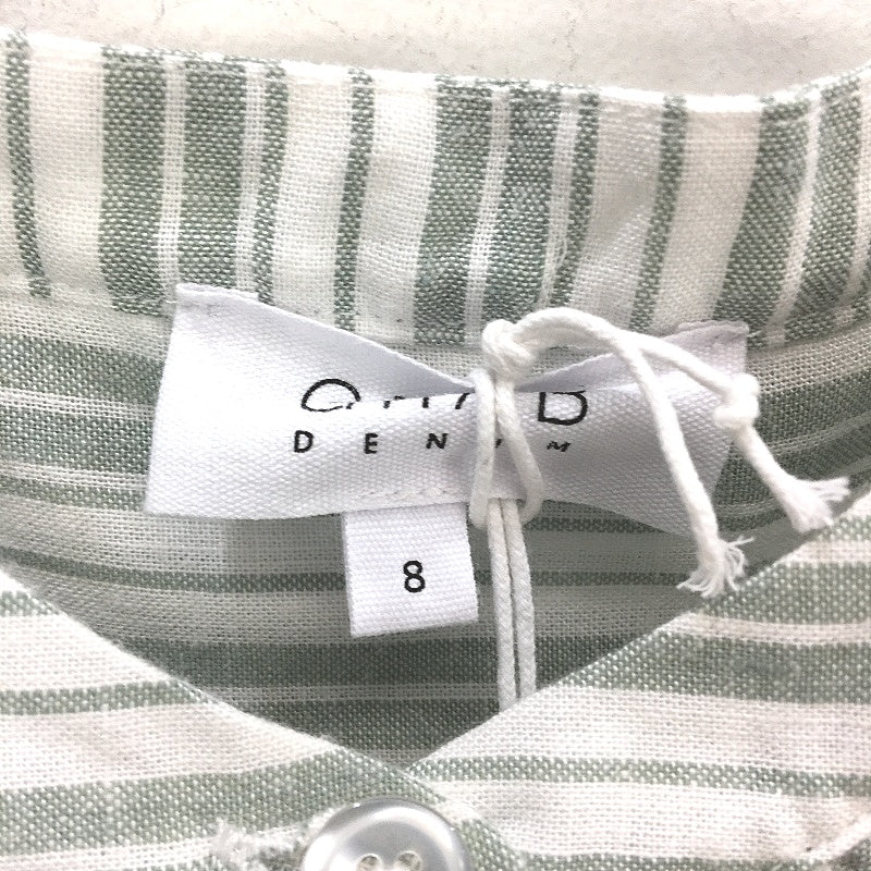 Grab Denim Sage Stripe European Linen Blend Summer Button Top Ladies Size 8 NEW