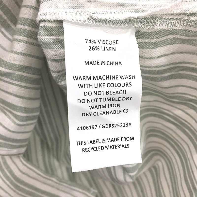 Grab Denim Sage Stripe European Linen Blend Summer Button Top Ladies Size 8 NEW