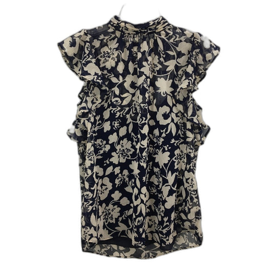 Forever New Navy Rayne Ruffle High Neck Blouse Summer Top Ladies Size 10 NEW