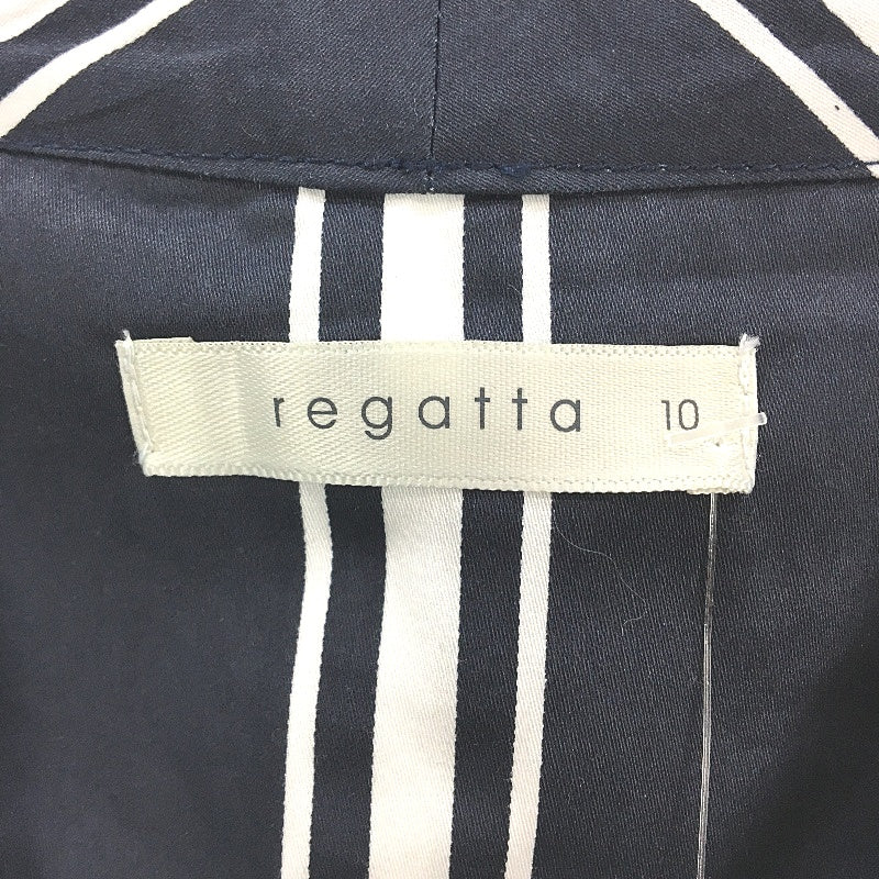 Regatta Navy Stripe Organic Cotton V Neck Summer Top Ladies Size 10 NEW