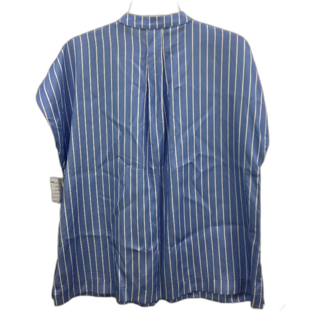 Basque Blue Stripe Silky Lyocell Summer Button Up Top Ladies Size 10 NEW