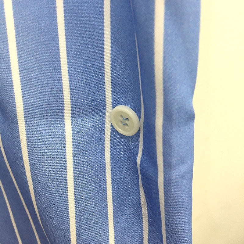 Basque Blue Stripe Silky Lyocell Summer Button Up Top Ladies Size 10 NEW