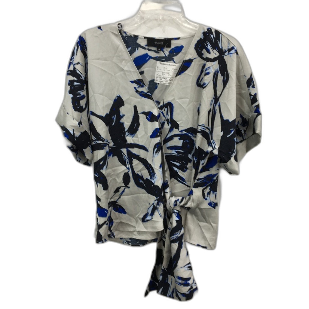 Basque Silver & Blue Silky Lyocell Summer Knot Tie Top Ladies Size 10 NEW