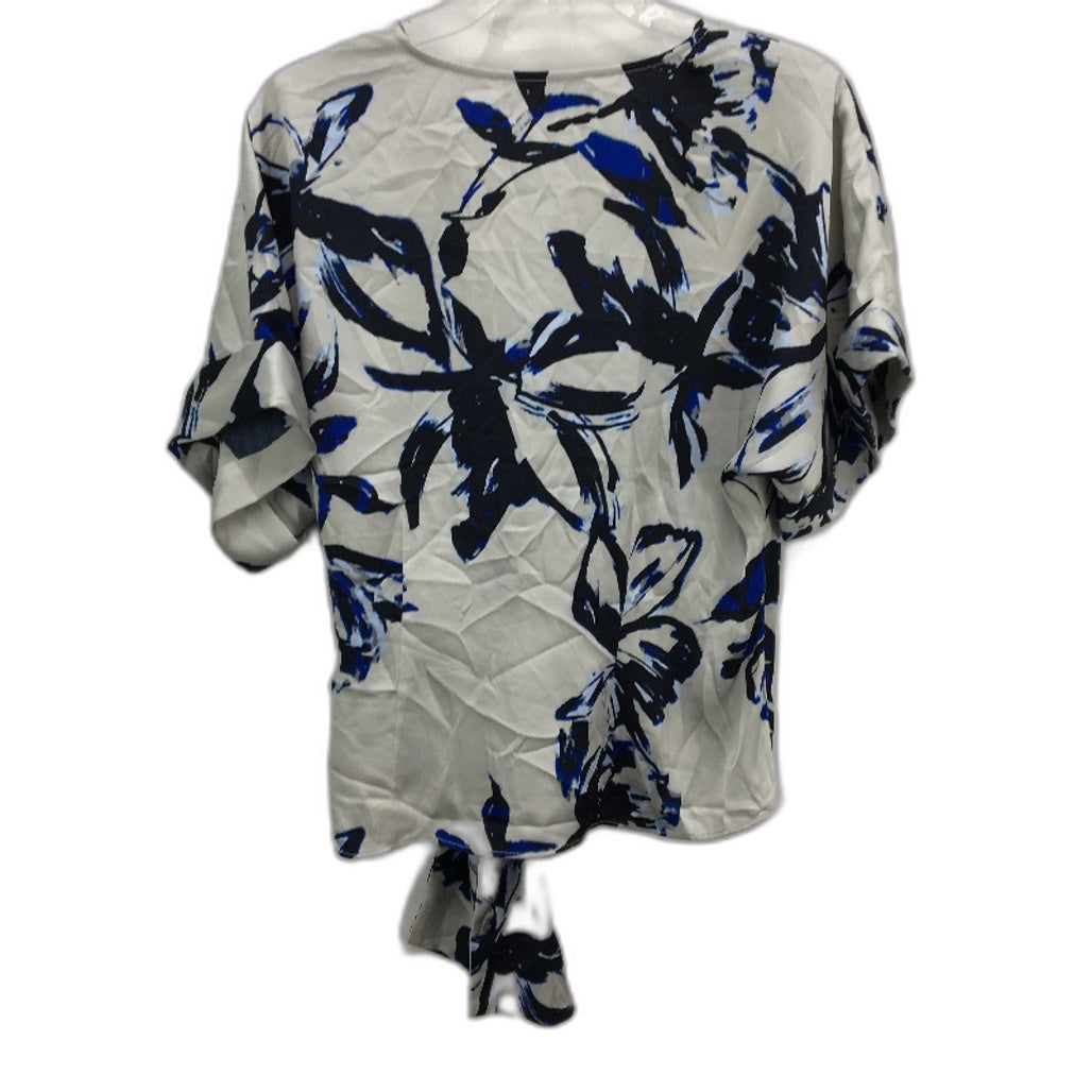 Basque Silver & Blue Silky Lyocell Summer Knot Tie Top Ladies Size 10 NEW