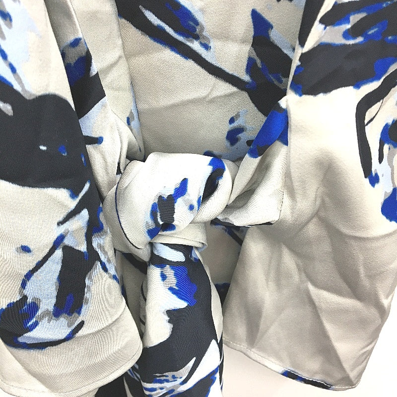 Basque Silver & Blue Silky Lyocell Summer Knot Tie Top Ladies Size 10 NEW