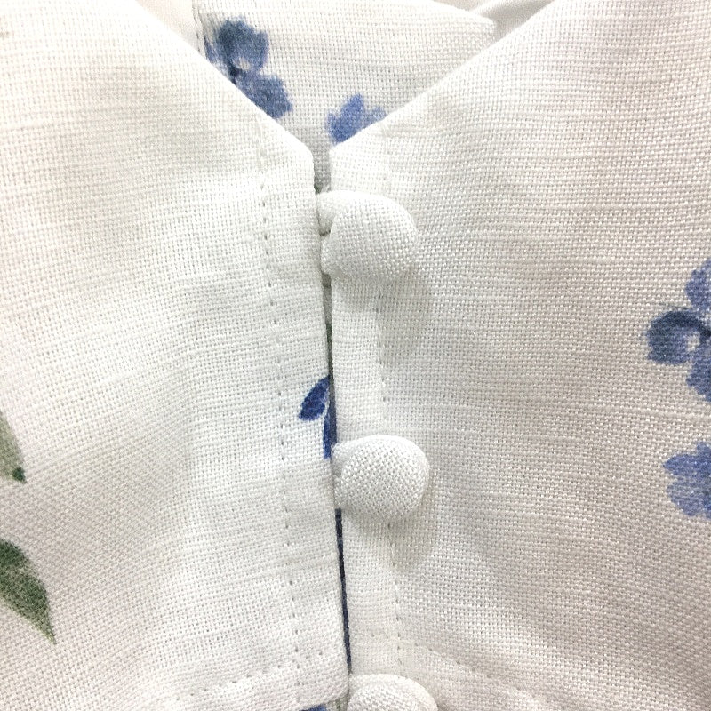 Forever New White & Blue Floral Linen Feel Summer Top Ladies Size 10 NEW
