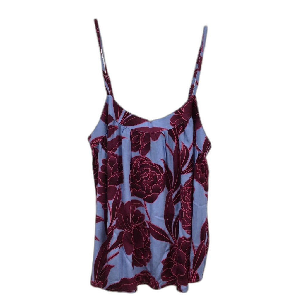 Soho Blue & Large Magenta Flower Print Soft Cotton Sleep Top Ladies Sz S NEW