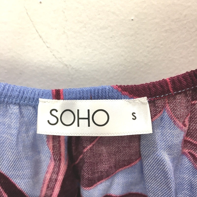 Soho Blue & Large Magenta Flower Print Soft Cotton Sleep Top Ladies Sz S NEW