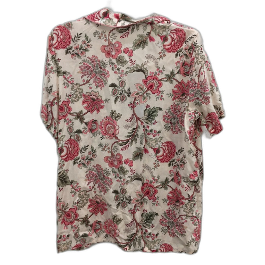 Chloe & Lola Soft Pink Floral Button Up Short Sleeve Sleep Top Ladies Sz S NEW