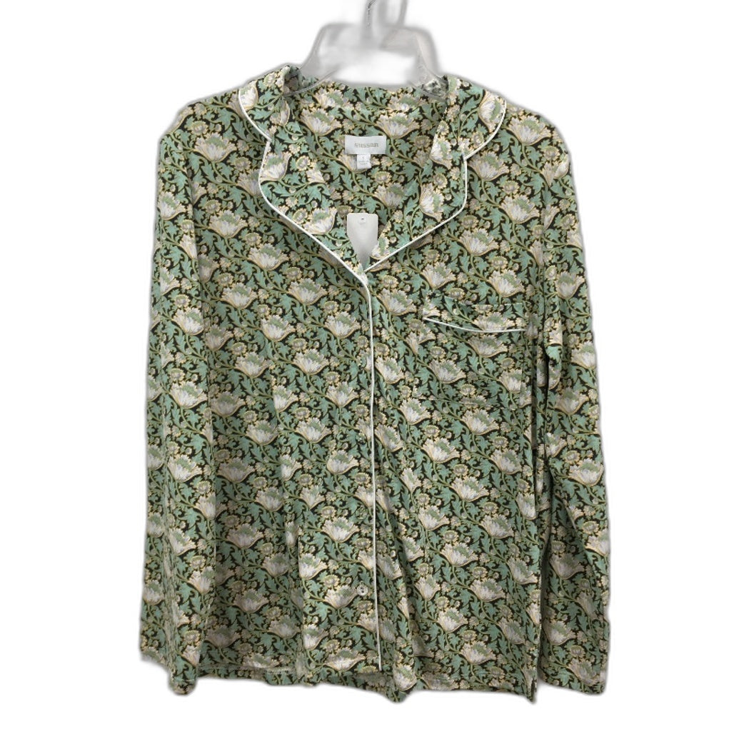Sussan Green Floral Print Long Sleeve Pajama Sleep Top Ladies Sz S NEW