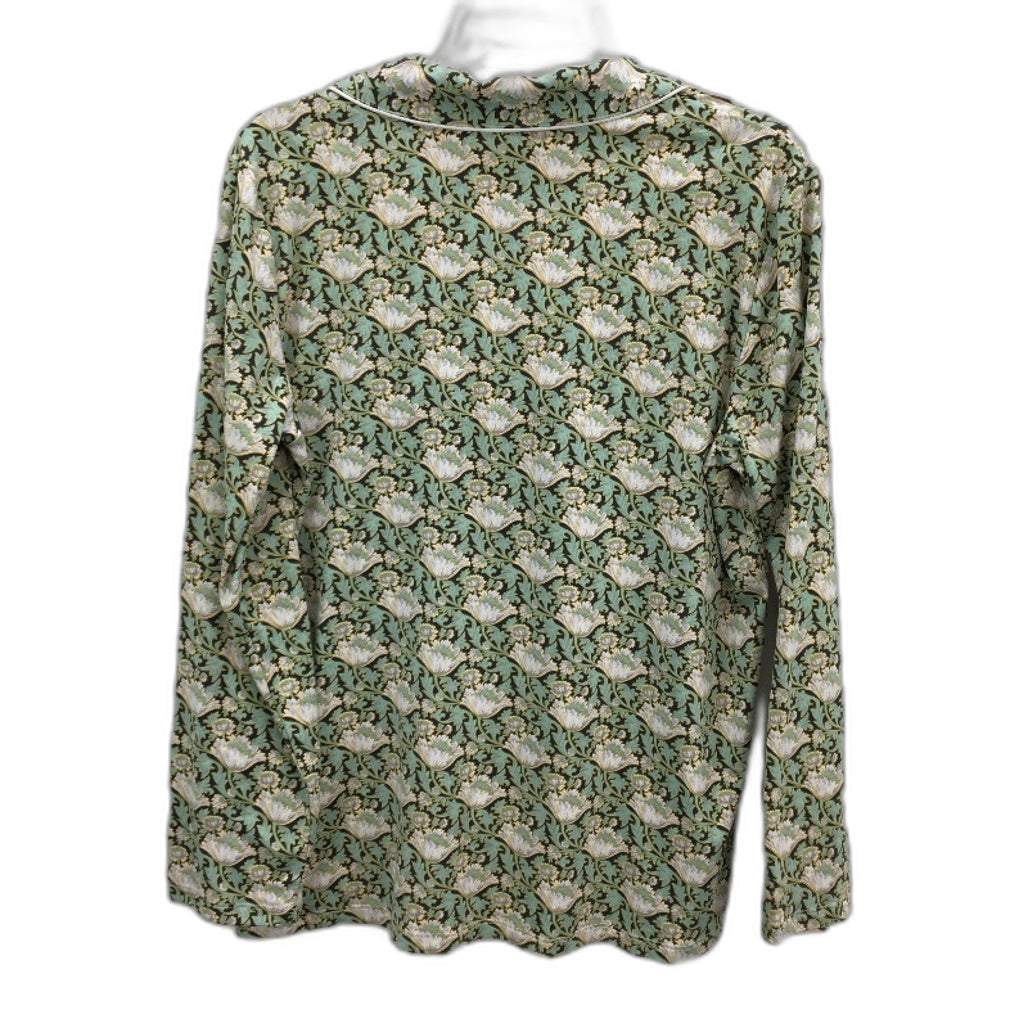 Sussan Green Floral Print Long Sleeve Pajama Sleep Top Ladies Sz S NEW