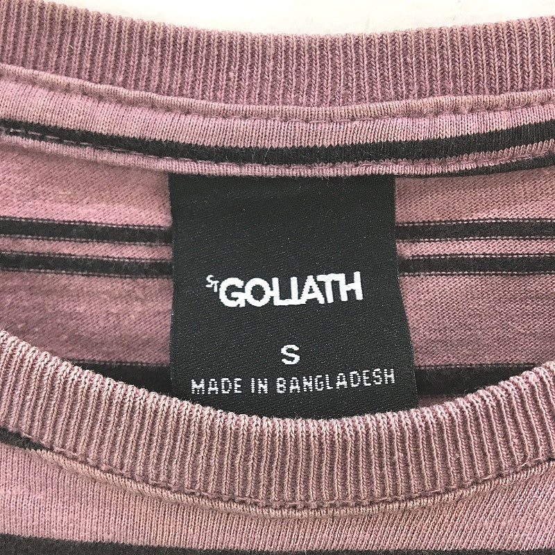 St Goliath Mulberry Striped Soft Cotton Classic Long T-Shirt Mens Size Small