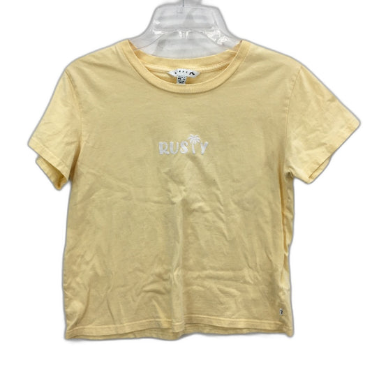 Rusty Lemon Yellow Soft 100% Cotton Crop Style T-Shirt Ladies Size 14
