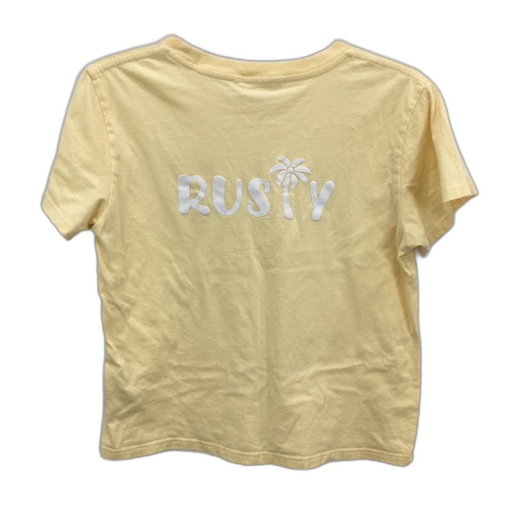 Rusty Lemon Yellow Soft 100% Cotton Crop Style T-Shirt Ladies Size 14