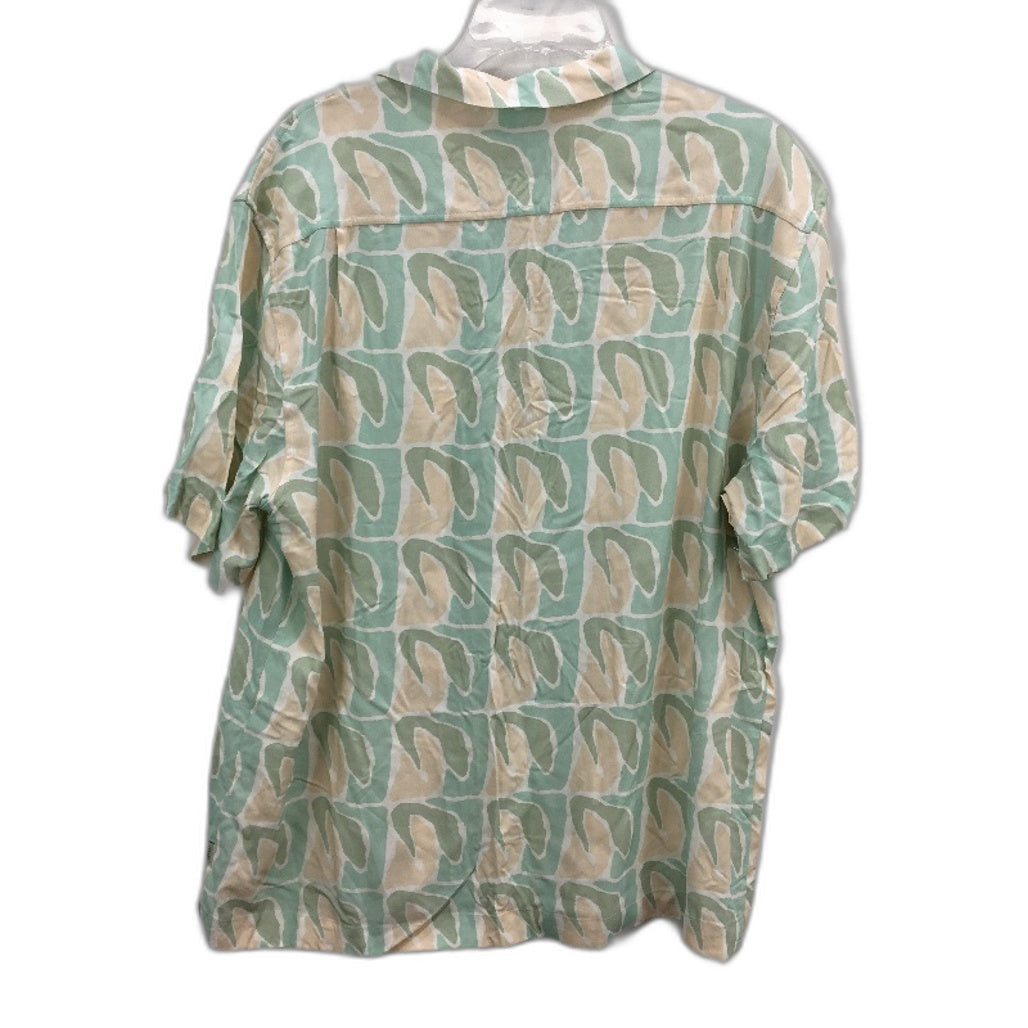 Arvust Viscose Green & Latte Patterned Short Sleeve Resort Shirt Mens Size L NEW