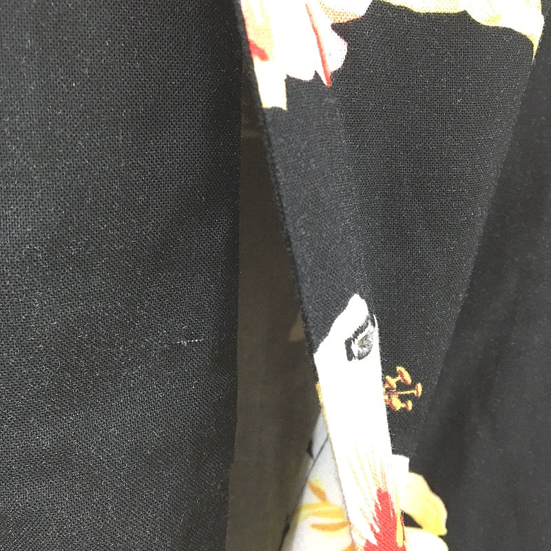 Arvust Viscose Black Hibiscus Flower Short Sleeve Resort Shirt Mens Size L NEW