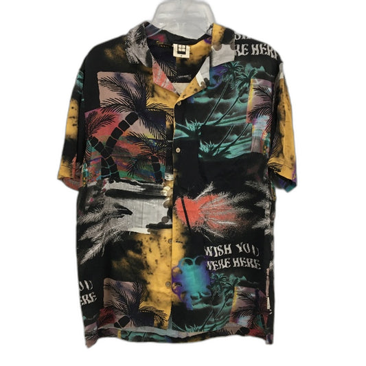 Insight Black Wish You Were Here Short Sleeve Resort Shirt Mens Size M NEW