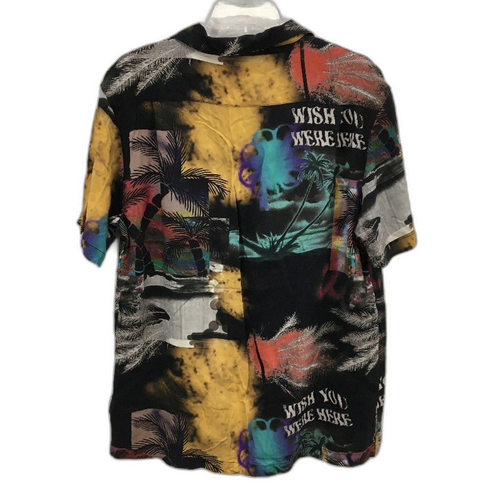 Insight Black Wish You Were Here Short Sleeve Resort Shirt Mens Size M NEW