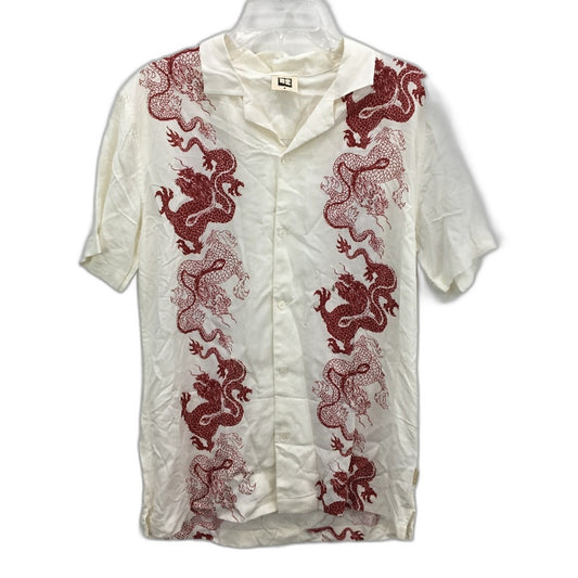Insight Cream With Red Dragon Short Sleeve Summer Resort Shirt Mens Size S NEW