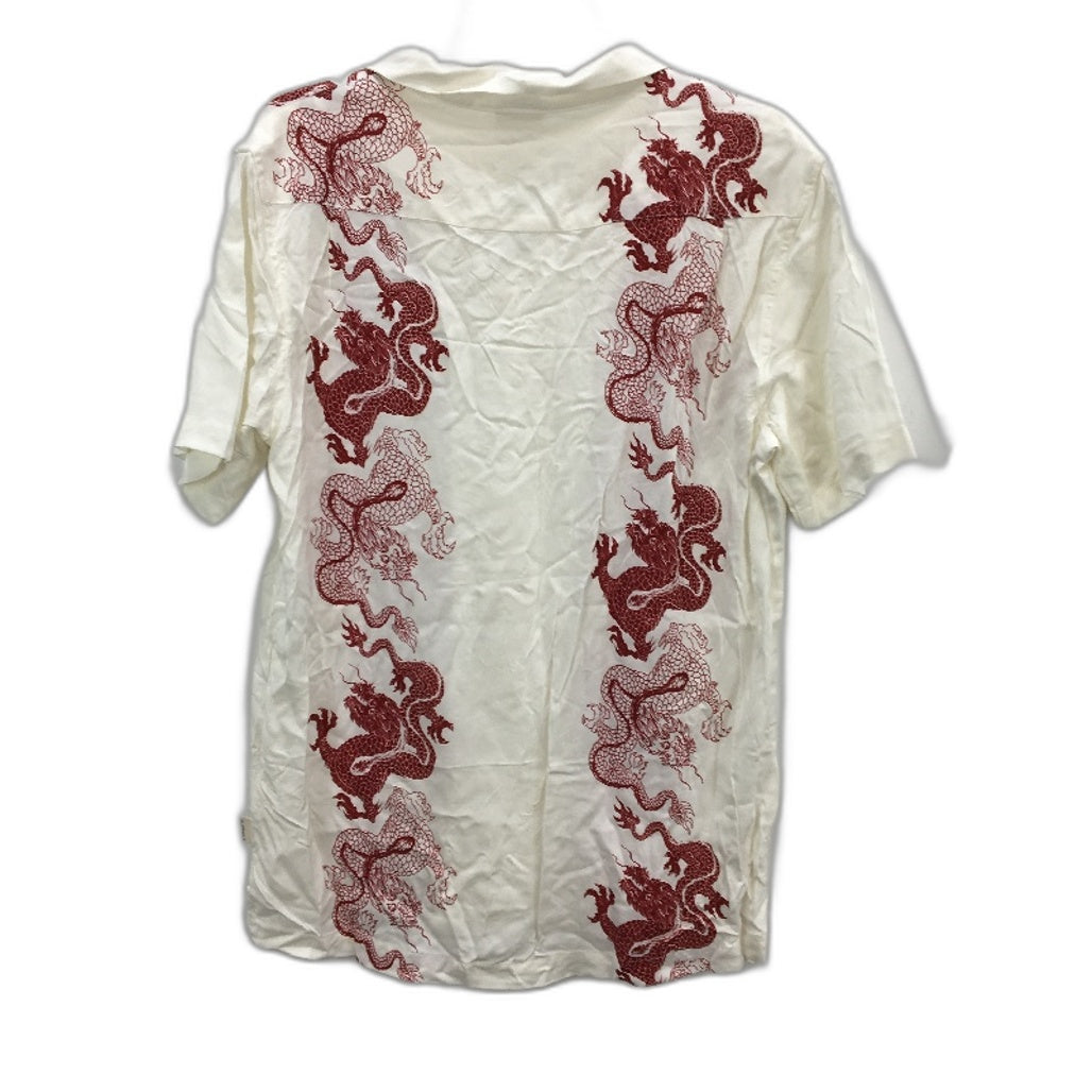Insight Cream With Red Dragon Short Sleeve Summer Resort Shirt Mens Size S NEW