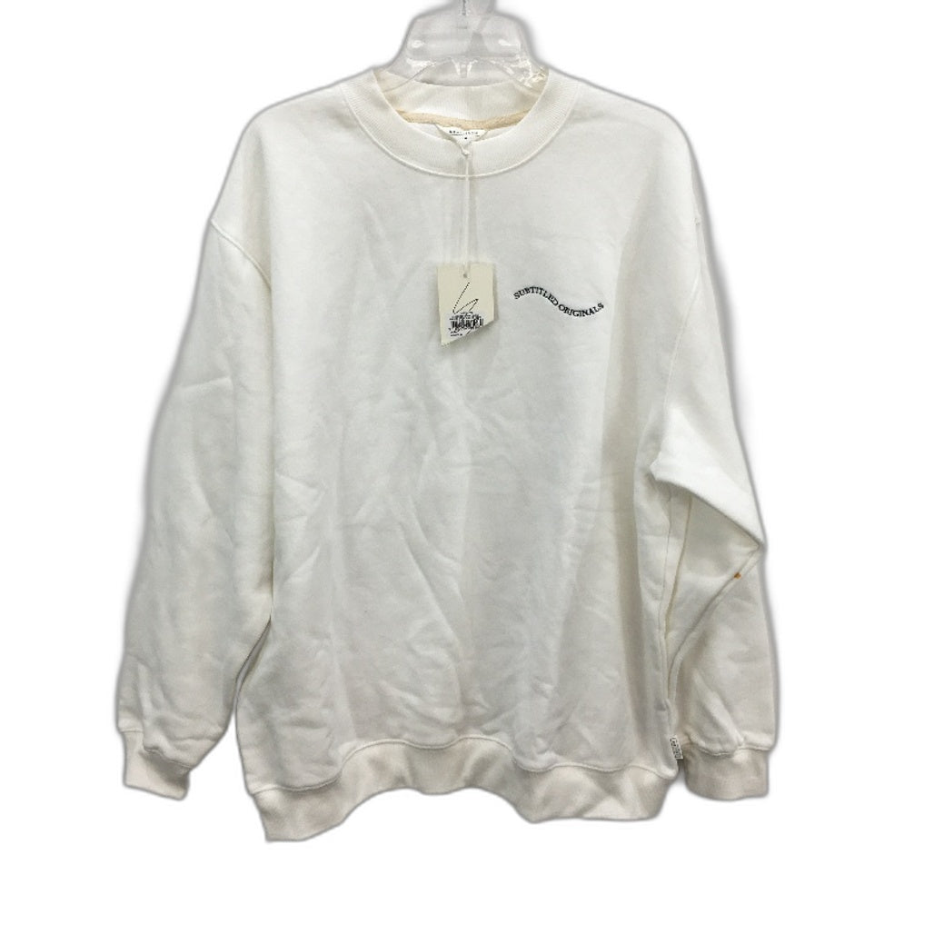 Subtitled Originals White Oversized Wave Crew Neck Jumper Mens Size M NEW