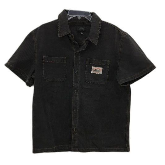 Stussy Garment Co Workgear Black Denim Short Sleeve Shirt Mens Size S NEW