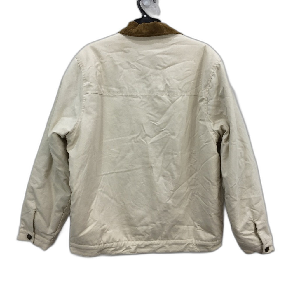 Dickies Cream Cotton Light Canvas Fleece Lined Zip UP Jacket Mens Size L NEW
