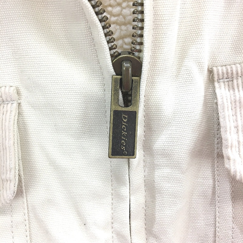 Dickies Cream Cotton Light Canvas Fleece Lined Zip UP Jacket Mens Size L NEW