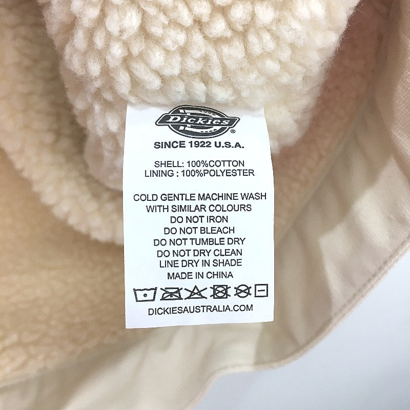 Dickies Cream Cotton Light Canvas Fleece Lined Zip UP Jacket Mens Size L NEW