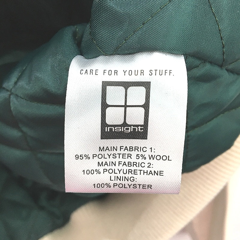 Insight Forest Green & Cream Vinyl Varsity Style Zip Up Jacket Mens Size S NEW