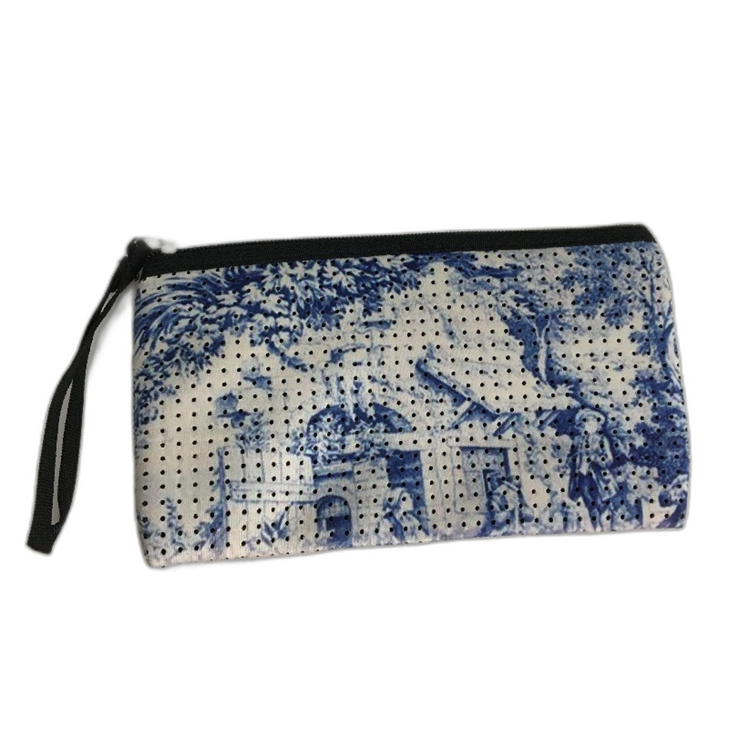 Parfait Ce Cabas Neoprene Blue Beach Tote Bag & Matching Make Up Purse NEW