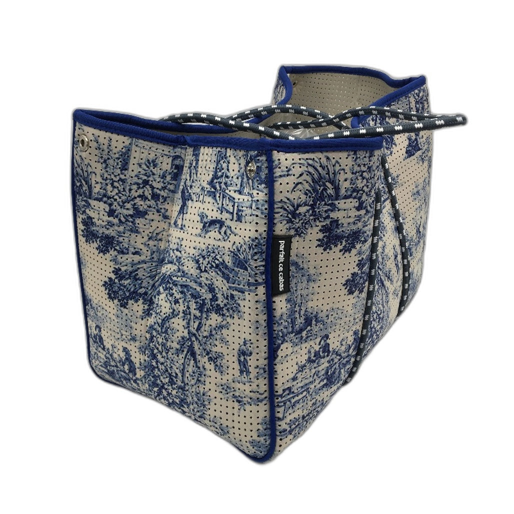 Parfait Ce Cabas Neoprene Blue Beach Tote Bag & Matching Make Up Purse NEW