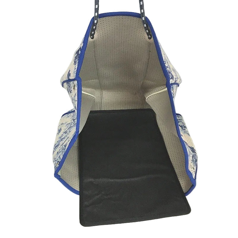 Parfait Ce Cabas Neoprene Blue Beach Tote Bag & Matching Make Up Purse NEW