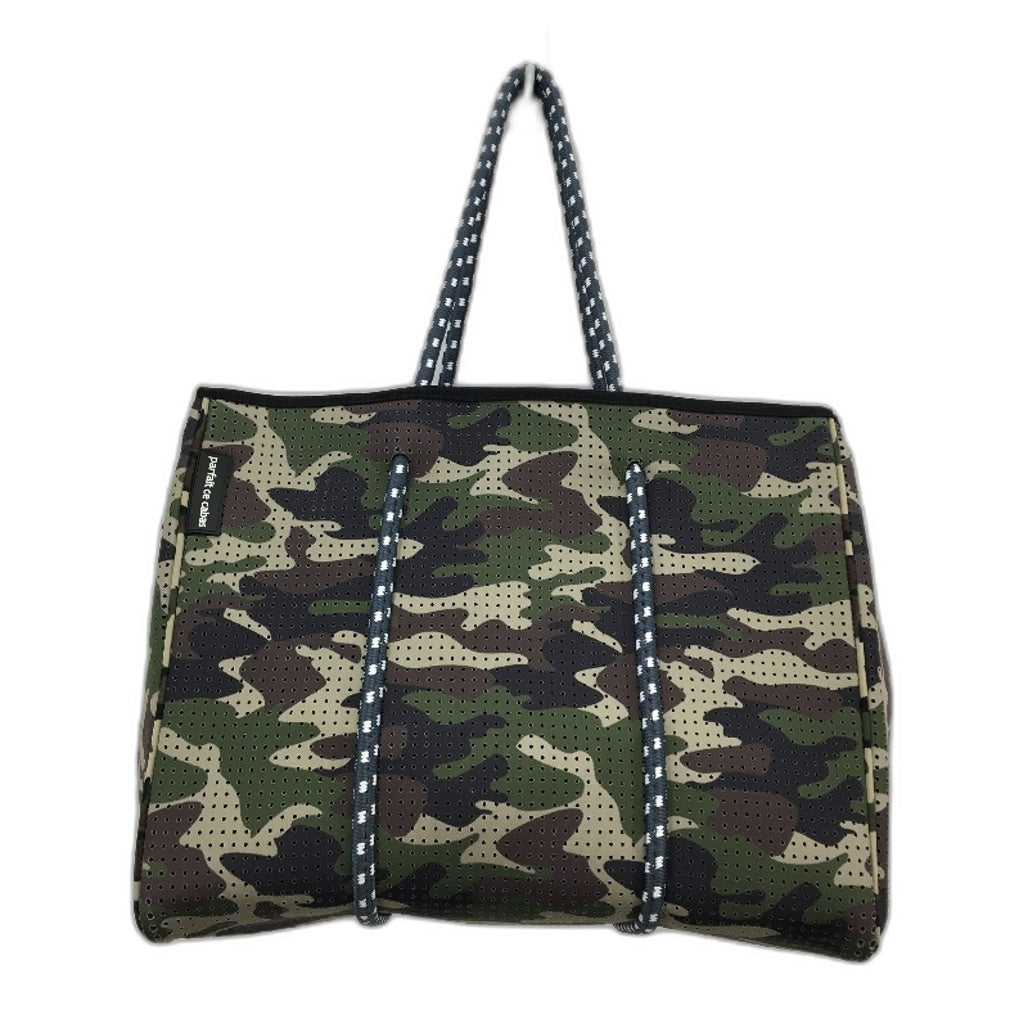 Parfait Ce Cabas Neoprene Camo Beach Tote Bag & Matching Make Up Purse NEW