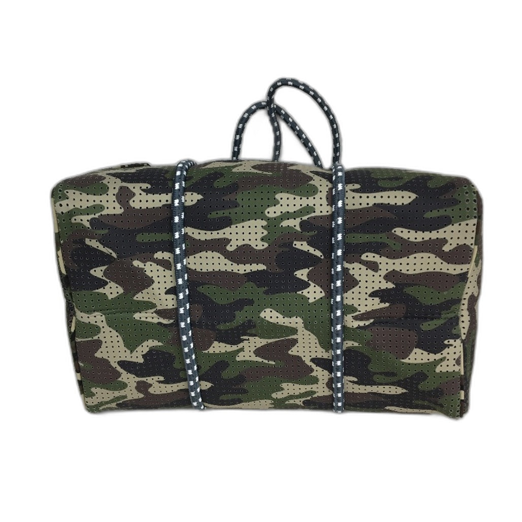 Parfait Ce Cabas Neoprene Camo Beach Tote Bag & Matching Make Up Purse NEW