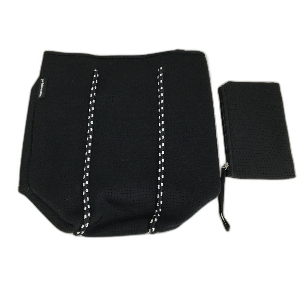 Parfait Ce Cabas Neoprene Black Beach Tote Bag & Matching Make Up Purse NEW