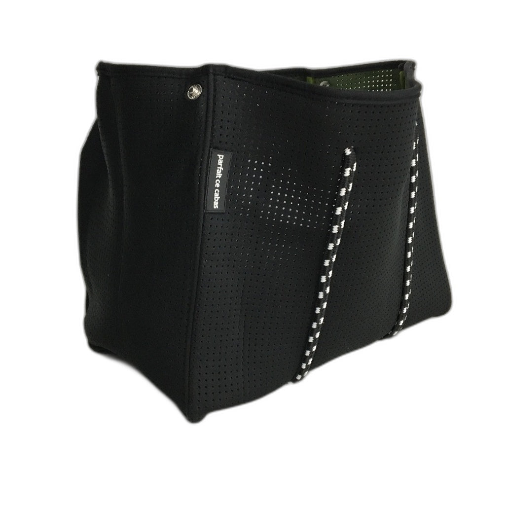 Parfait Ce Cabas Neoprene Black Beach Tote Bag & Matching Make Up Purse NEW