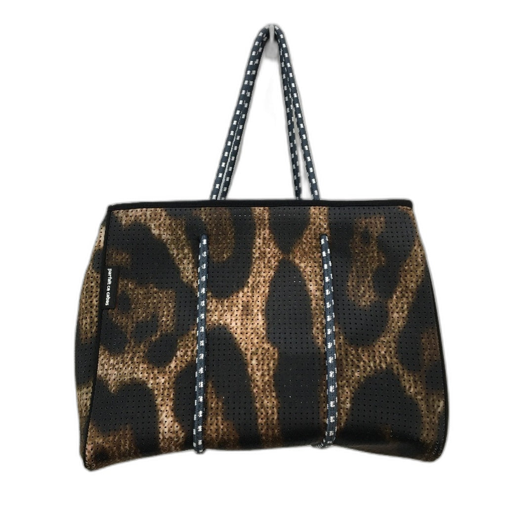 Parfait Ce Cabas Neoprene Brown Beach Tote Bag & Matching Make Up Purse NEW