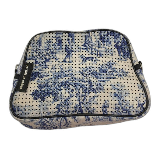 Parfait Ce Cabas Neoprene Blue Vintage Print Multi-Use Mini Shoulder Bag NEW