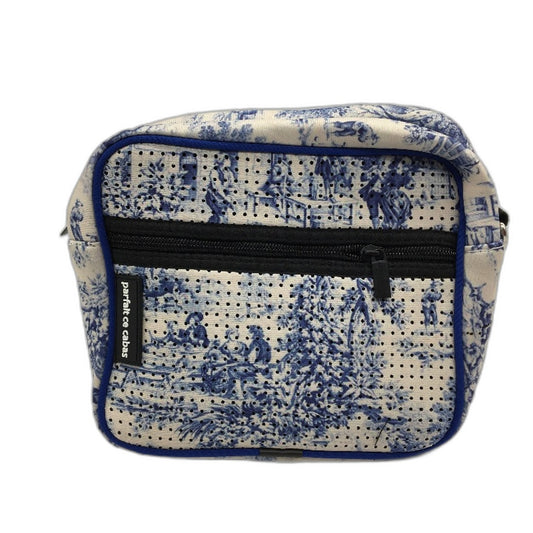 Parfait Ce Cabas Neoprene Blue Vintage Print Multi-use Zip Up Shoulder Bag NEW