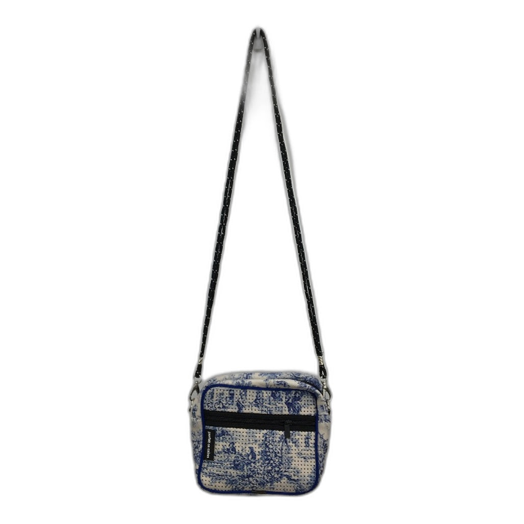 Parfait Ce Cabas Neoprene Blue Vintage Print Multi-use Zip Up Shoulder Bag NEW